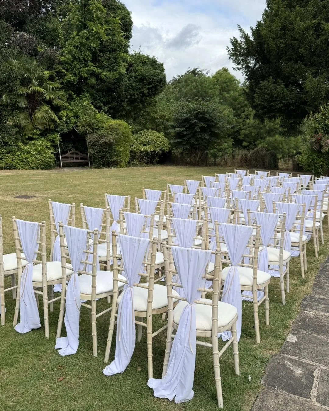 Vertical chiffon chair drapes