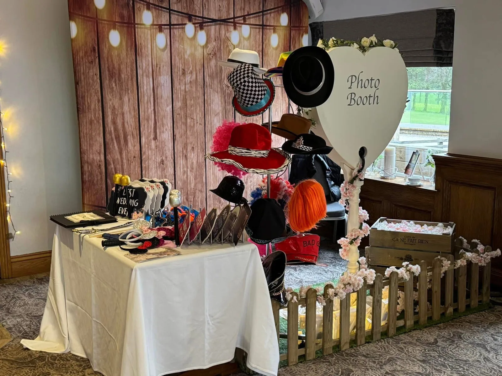 Rustic Heart photo booth and prop station